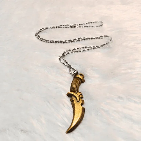 Antique Gold Dagger Pendant Necklace – Vintage Knife Charm Lucky